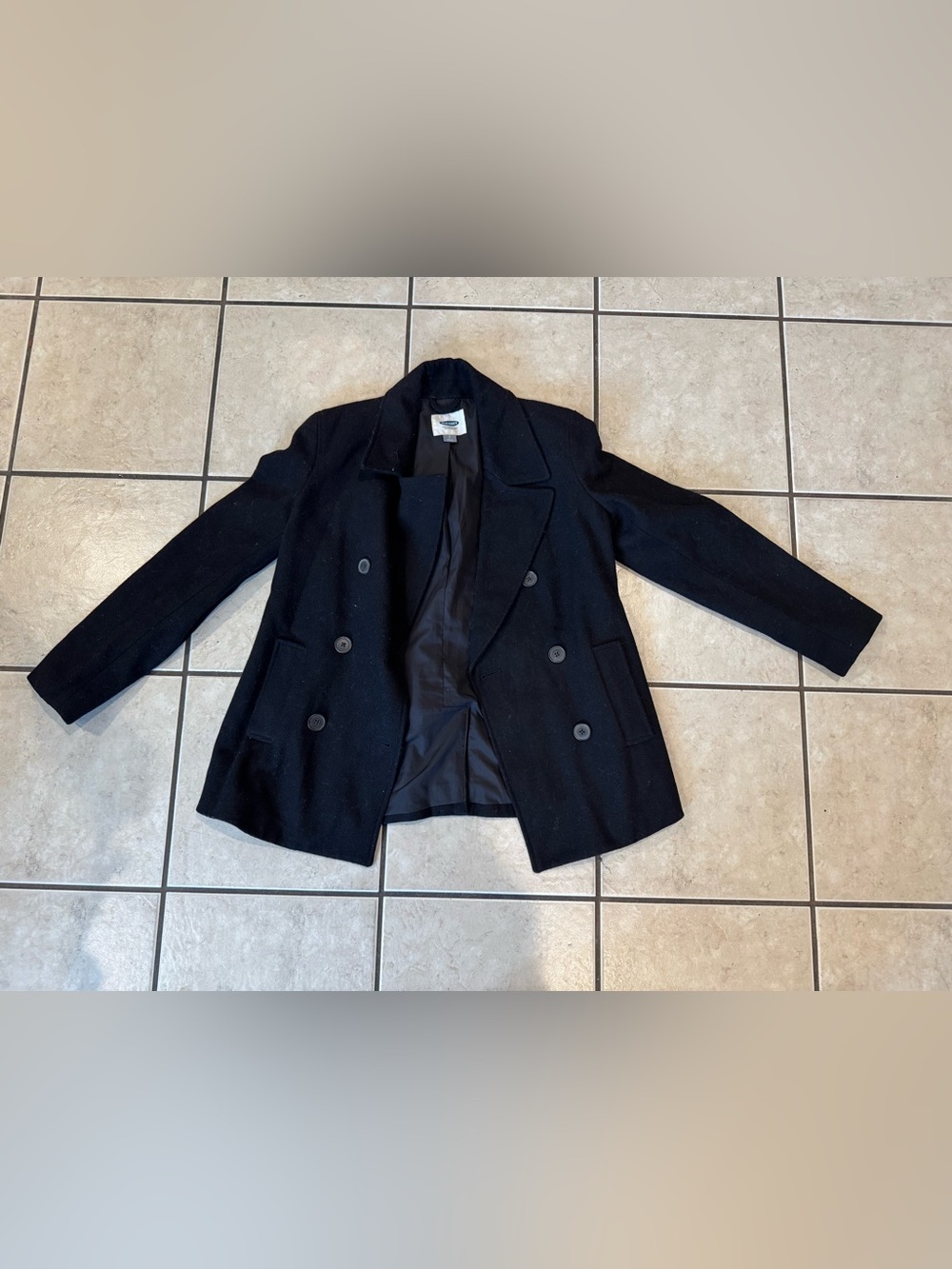 Old Navy Black Double-Breasted Pea Coat
